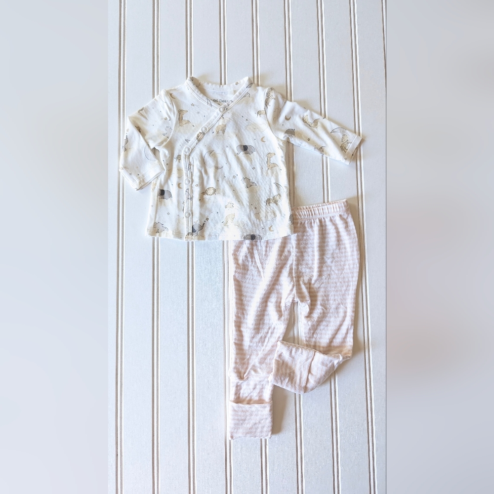 Angel Dear Bamboo Pajama Set White and Pink Soft and Cozy